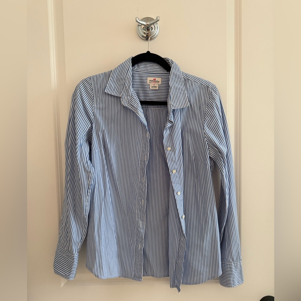 J. Crew blue and white striped collared button down shirt size small